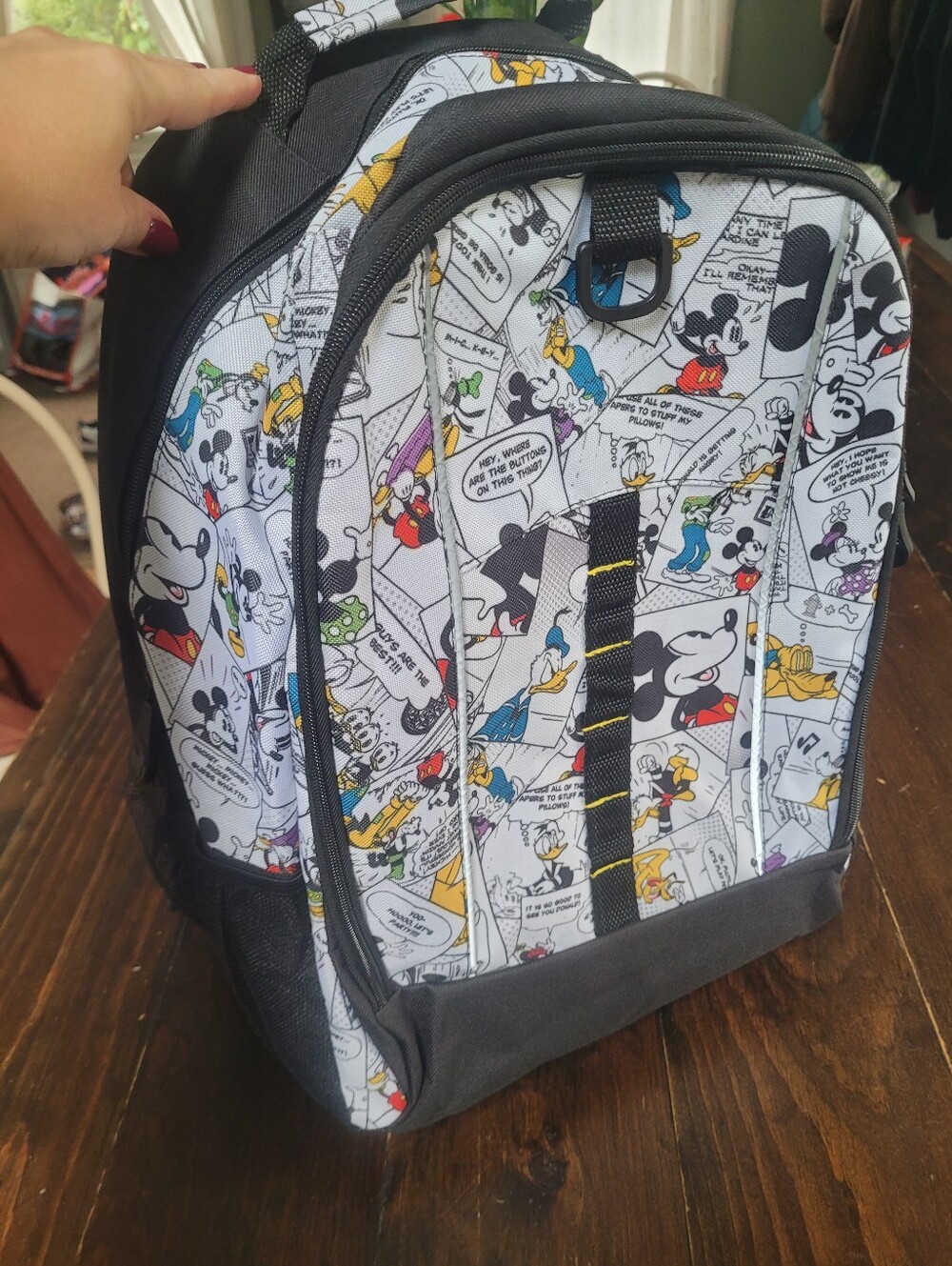 Disney Mickey Comic Backpack Black White Authentic Donald Goofy New NWoT